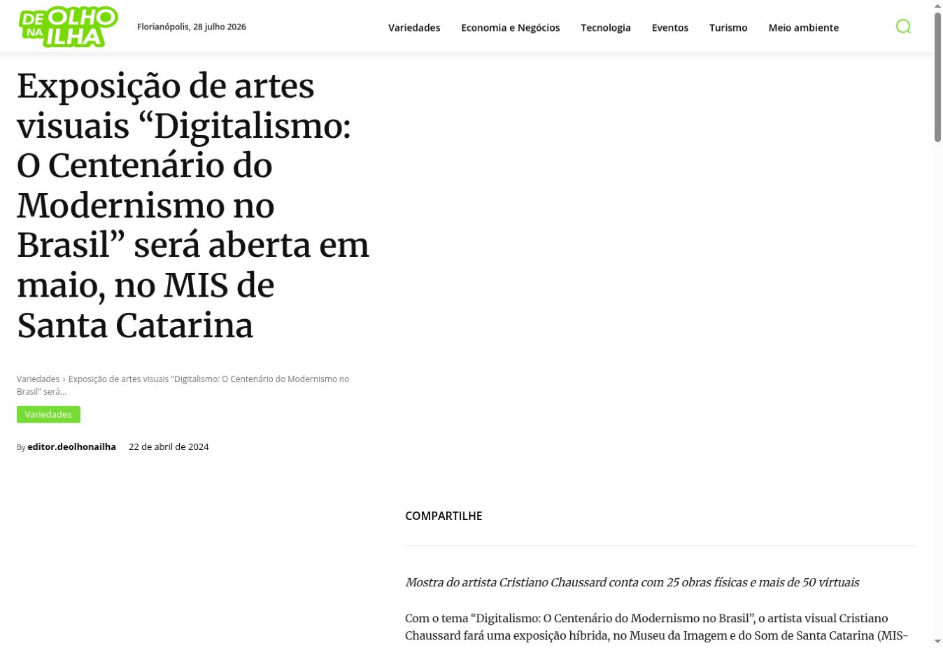 De Olho na Ilha — Digitalism exhibition to open at Santa Catarina’s Museum of Image and Sound