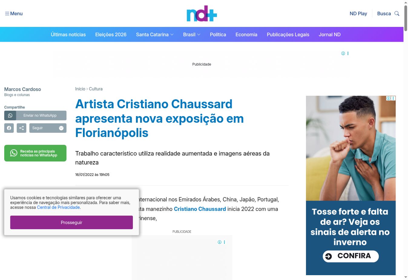 ND Mais — Cristiano Chaussard presents a new exhibition in Florianópolis
