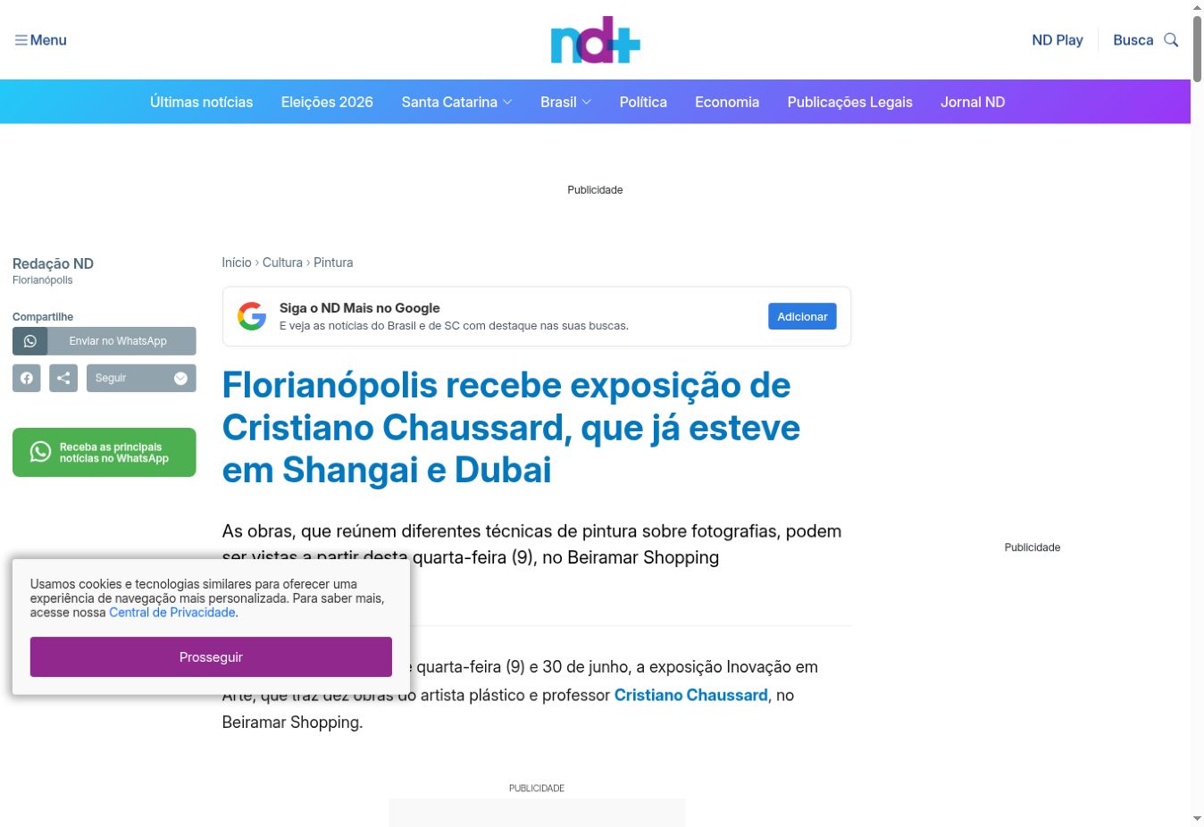 ND Mais — Florianópolis hosts an artist previously shown in Shanghai and Dubai