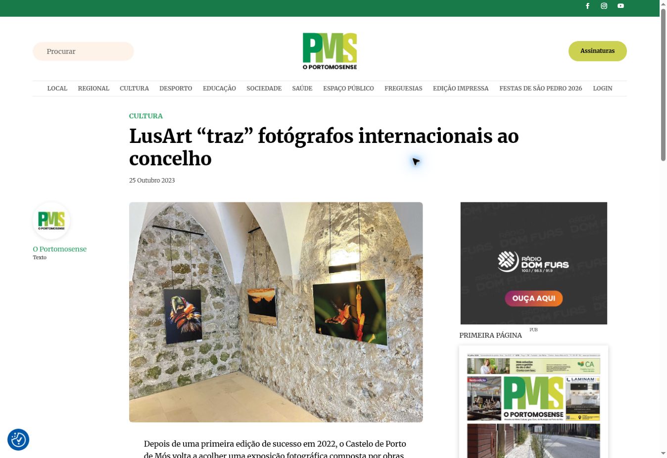O Portomosense · Portugal — LusArt brings international photographers to Porto de Mós and cites Cristiano Chaussard